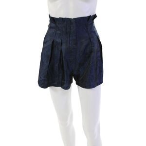 Kimberly Taylor Womens Paisley Pleated Waist Zip Front Shorts Blue Size XS